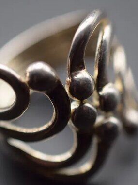 Huge Sterling Silver 925 Sculptural Wrap Ring | Modernist Scrollwork | Size 7.75